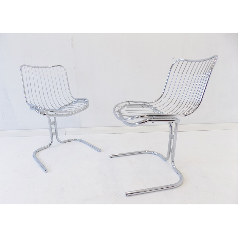 Paire de chaises vintage chromées Rima Radiofreccia de Gastone Rinaldi