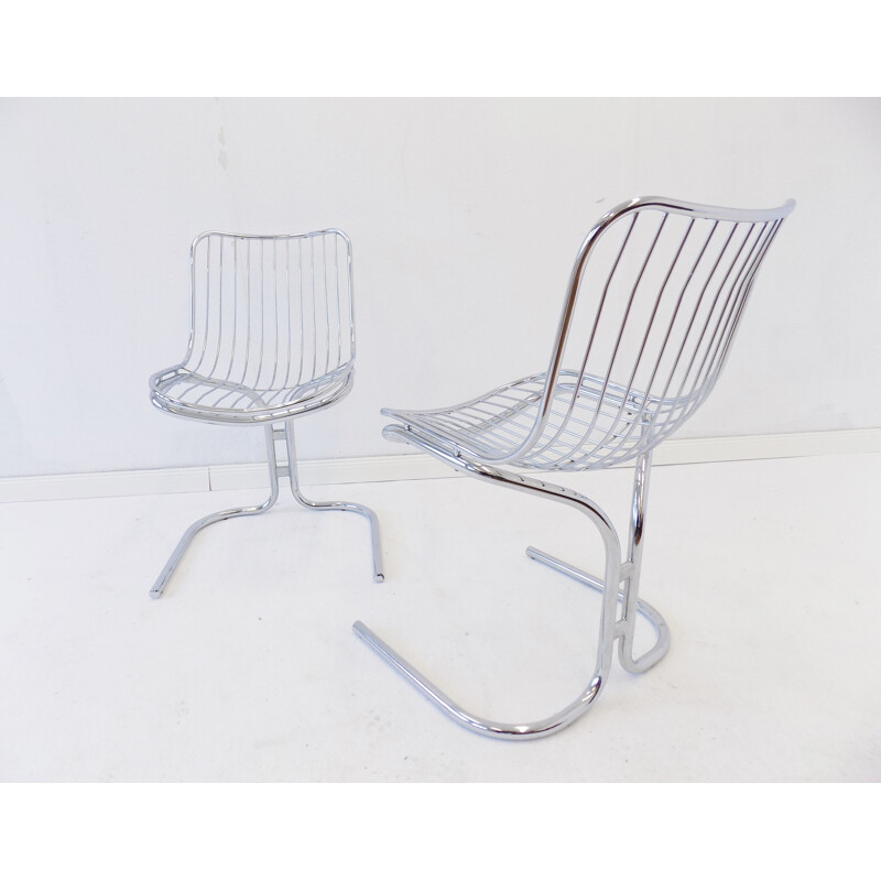 Pair of vintage Rima Radiofreccia chrome chairs by Gastone Rinaldi