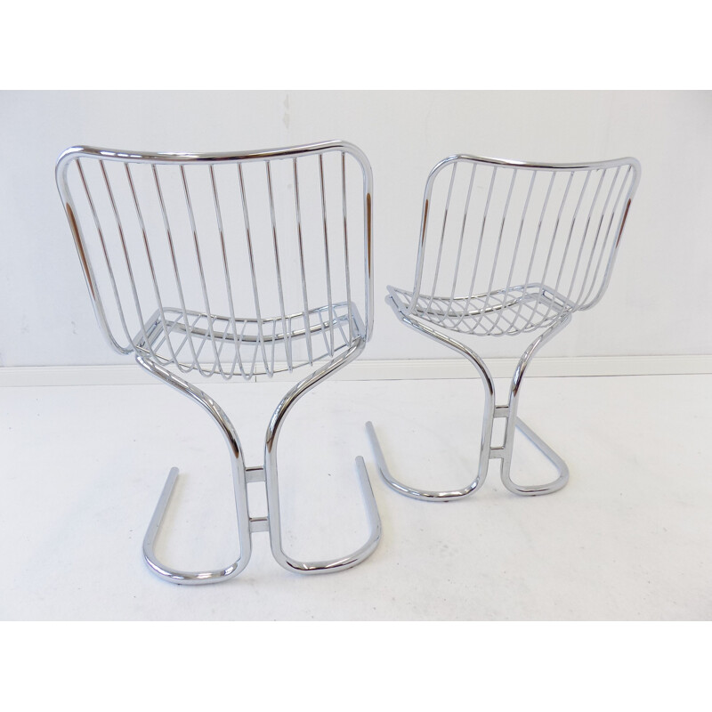 Pair of vintage Rima Radiofreccia chrome chairs by Gastone Rinaldi