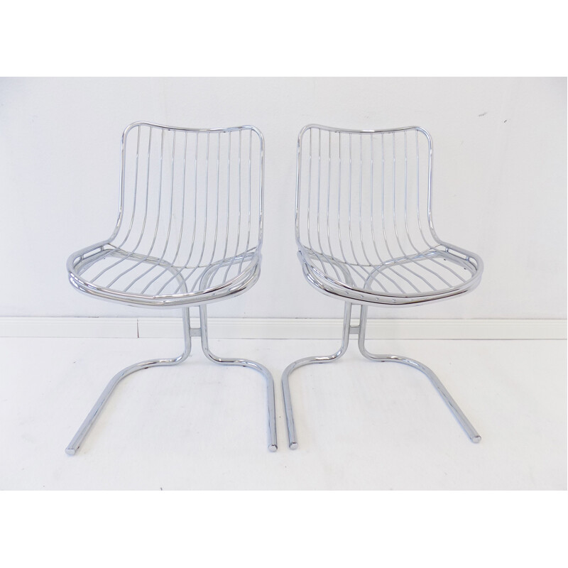 Pair of vintage Rima Radiofreccia chrome chairs by Gastone Rinaldi