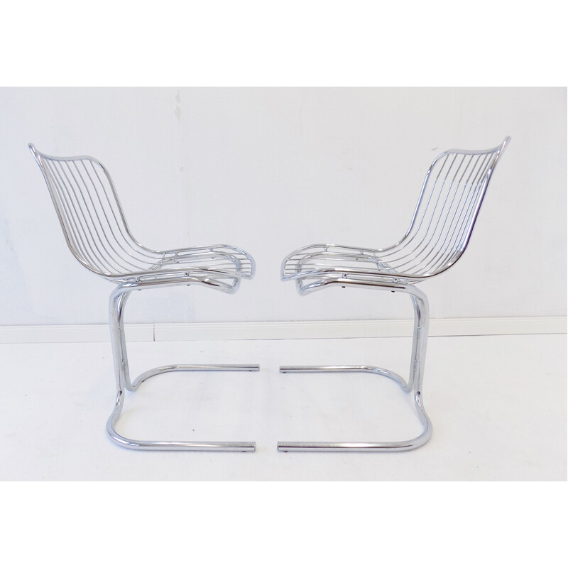 Pair of vintage Rima Radiofreccia chrome chairs by Gastone Rinaldi