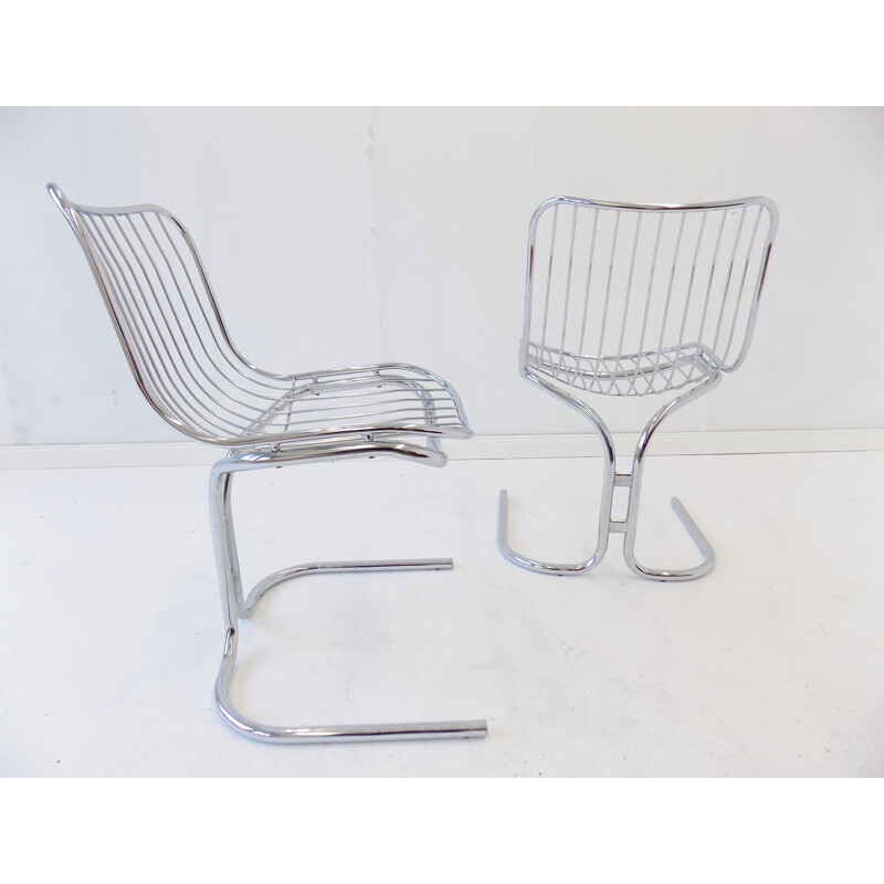 Pair of vintage Rima Radiofreccia chrome chairs by Gastone Rinaldi