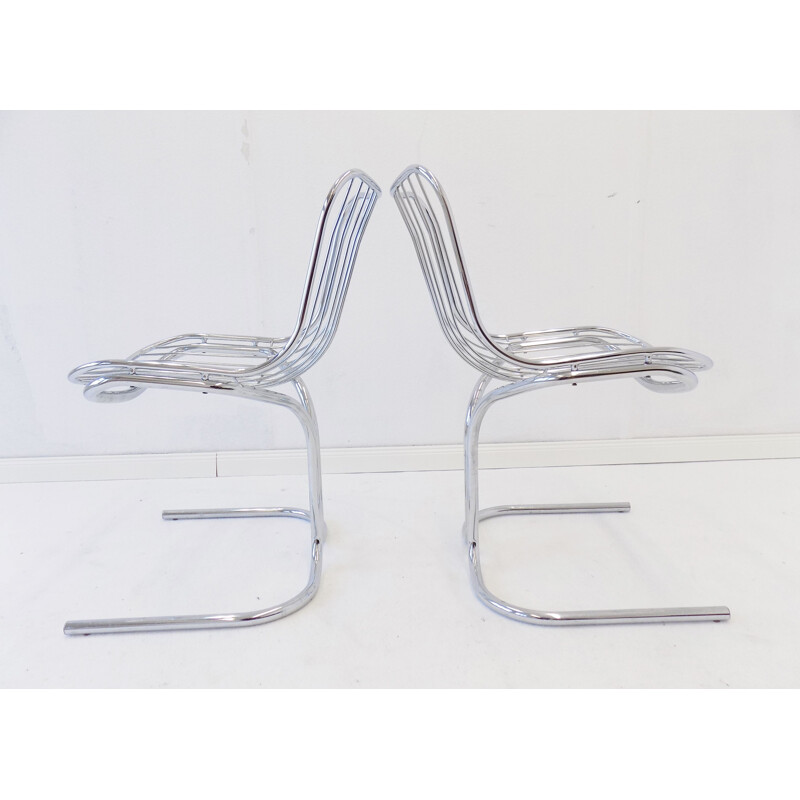 Pair of vintage Rima Radiofreccia chrome chairs by Gastone Rinaldi