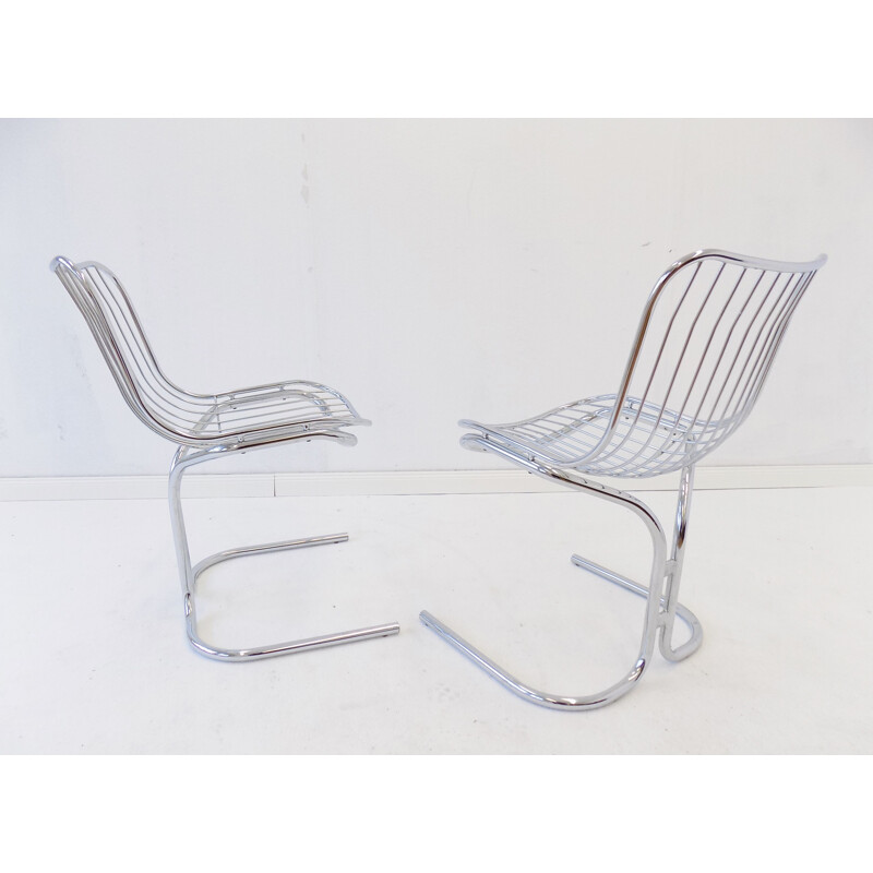 Pair of vintage Rima Radiofreccia chrome chairs by Gastone Rinaldi