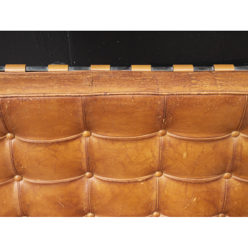 Vintage armchair Barcelona cognac by Mies van der Rohe 1948s