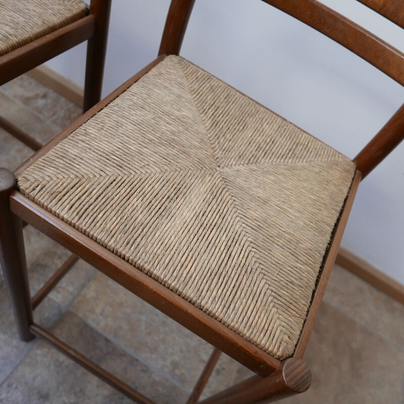 Pair of Mid-Century Low Rush Bar Stools England 1970s