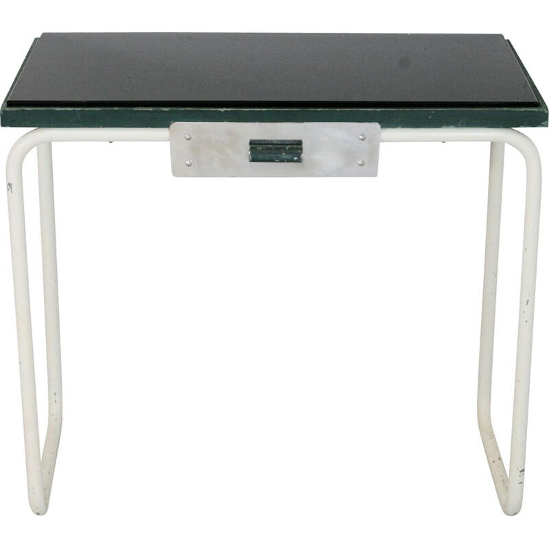 Vintage tubular steel console and black glass top 1950s