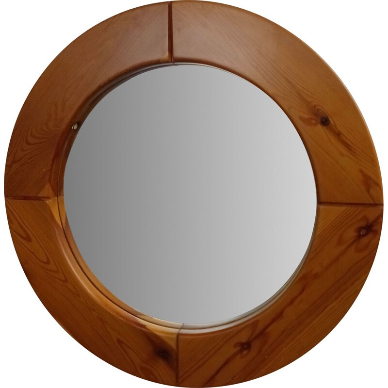 Miroir vintage en pin massif 1970