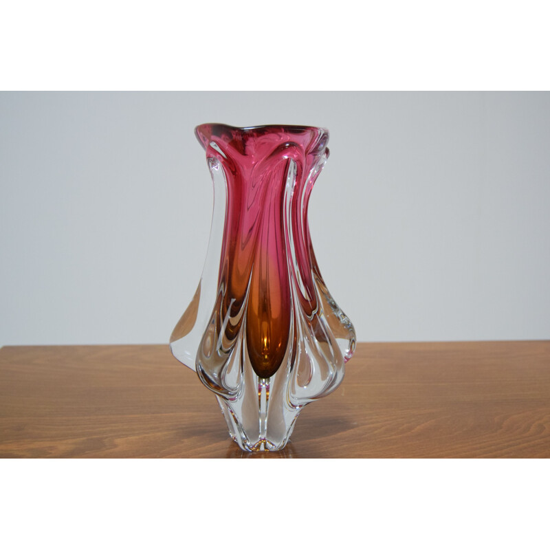 Vintage Art Glass vase by Josef Hospodka For Chribska Glassworks 1960s