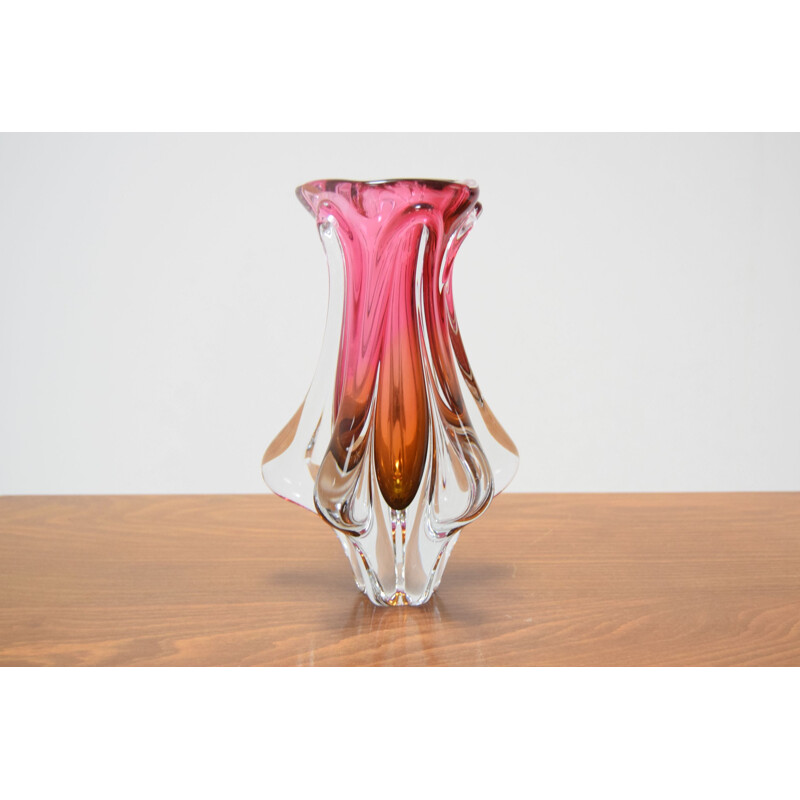 Vintage Art Glass vase by Josef Hospodka For Chribska Glassworks 1960s