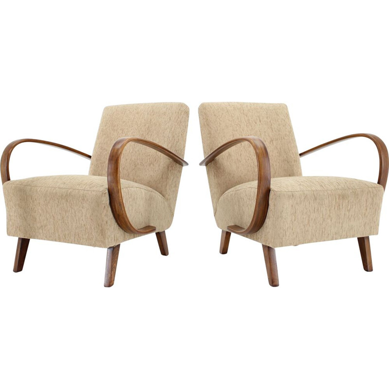 Pair of vintage Jindrich Halabala Armchairs Czechoslovakia 1950s