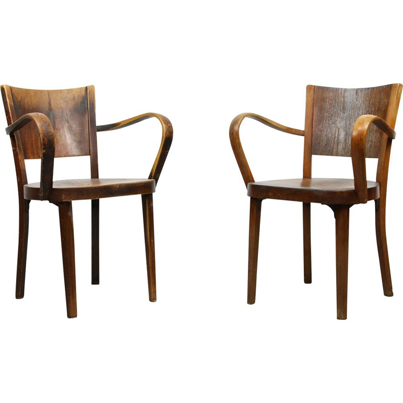Pair of vintage Bentwood Armchairs by Michael Thonet 1930s