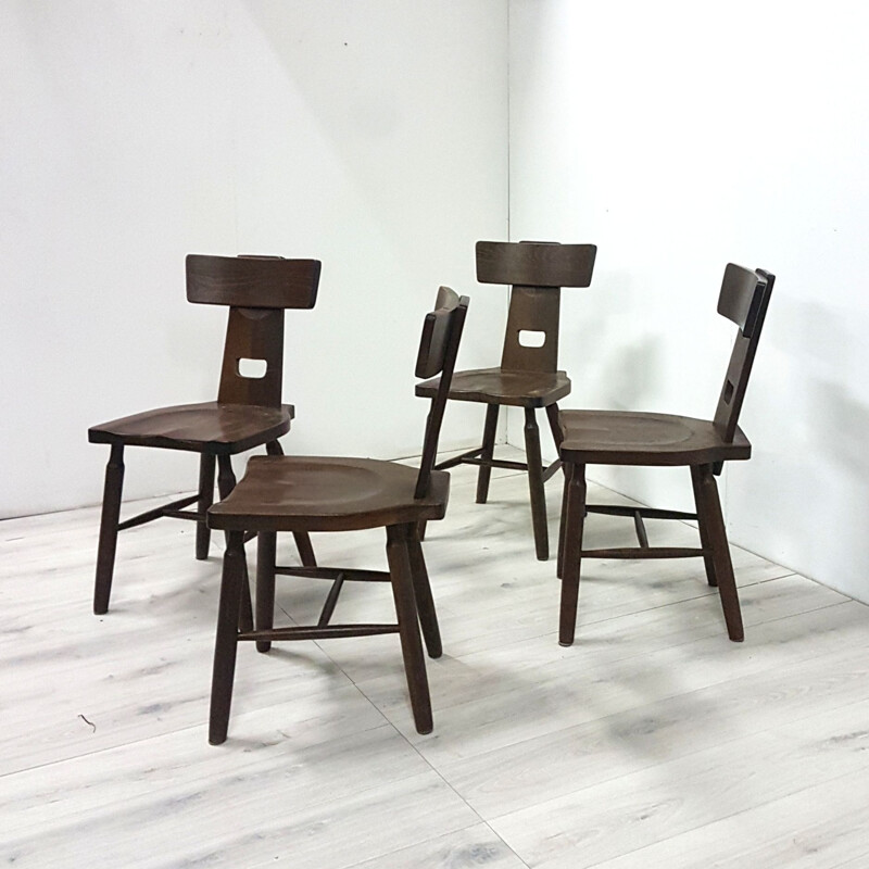 Set of 4 vintage brutalist dining chairs