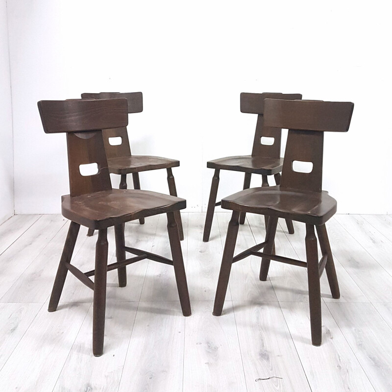 Set of 4 vintage brutalist dining chairs