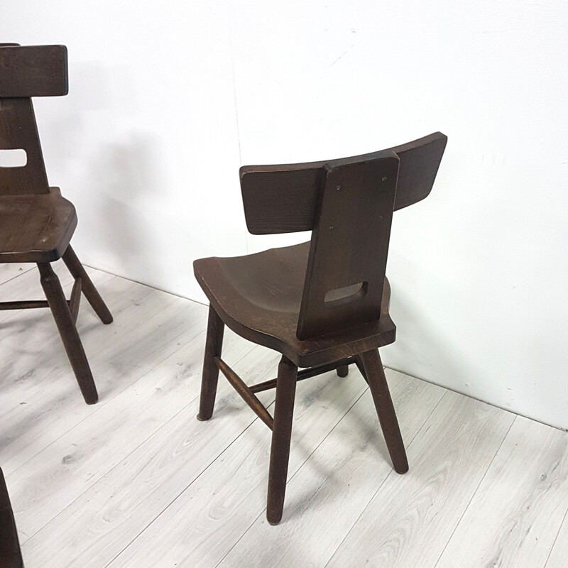 Set of 4 vintage brutalist dining chairs