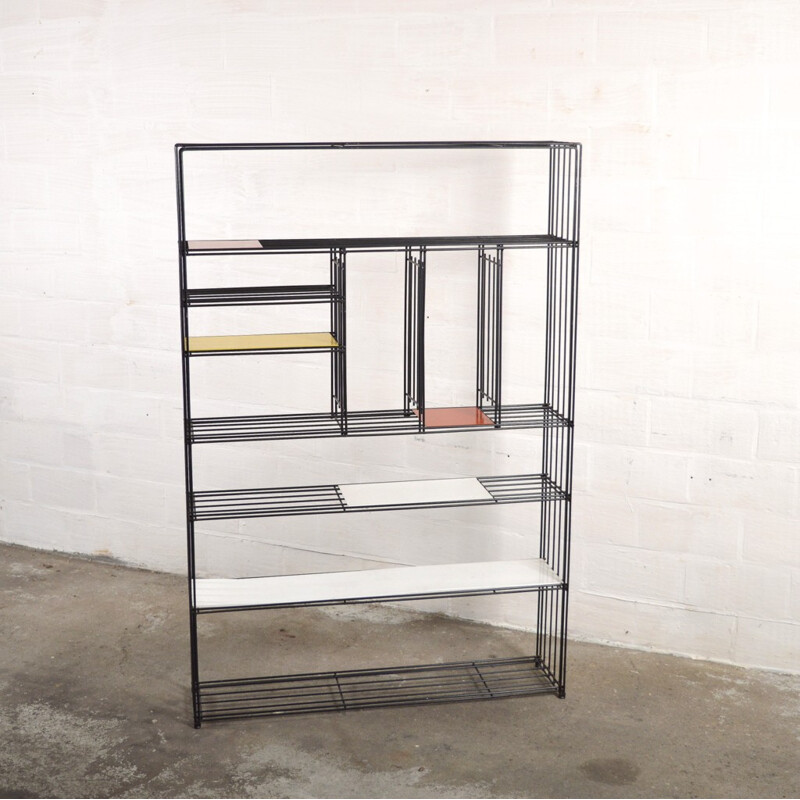 Pilastro bookcase in steel and multicolored metal, Tjerk REIJENGA - 1960s