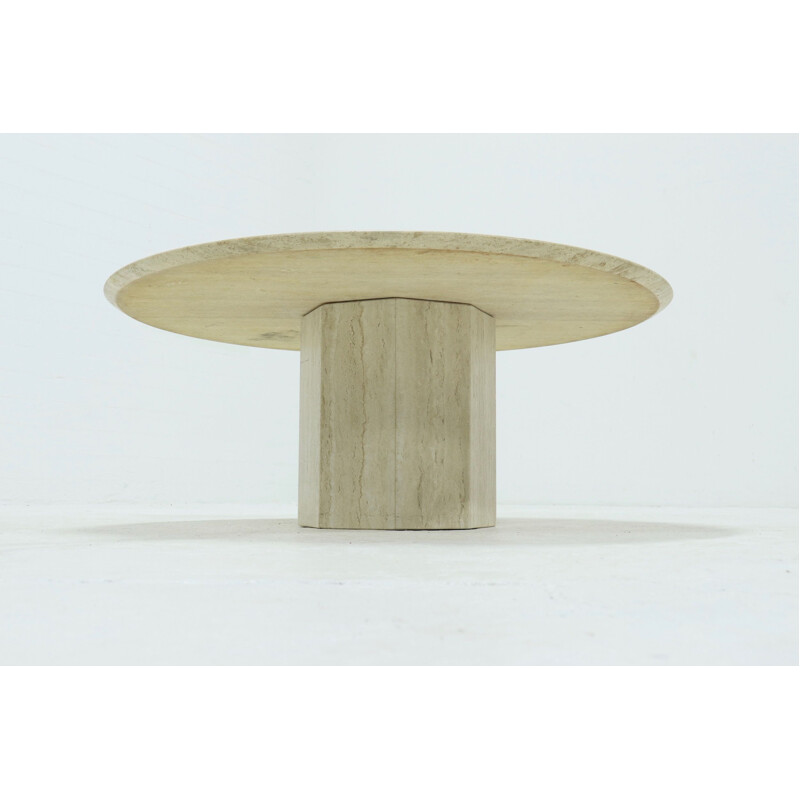 Mid Century Round Travertine Coffee Table Italian 1970s