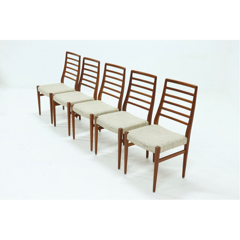 Set of 5 vintage Teak Ladder Back Dining Chairs by Burchardt Nielsen Danish 1960s