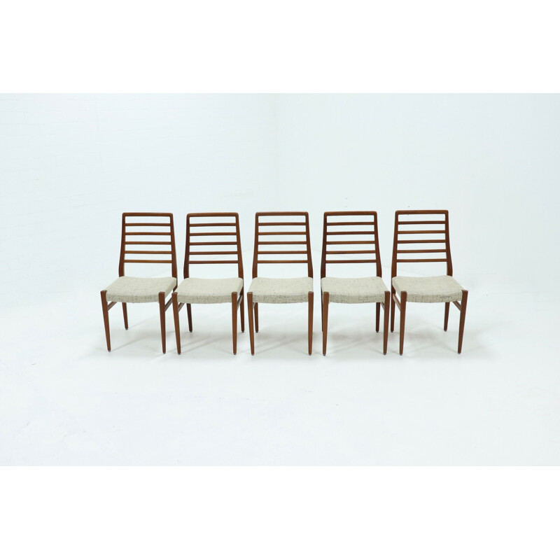 Lot de 5 chaises vintage à dossier en échelle en teck par Burchardt Nielsen Danois 1960