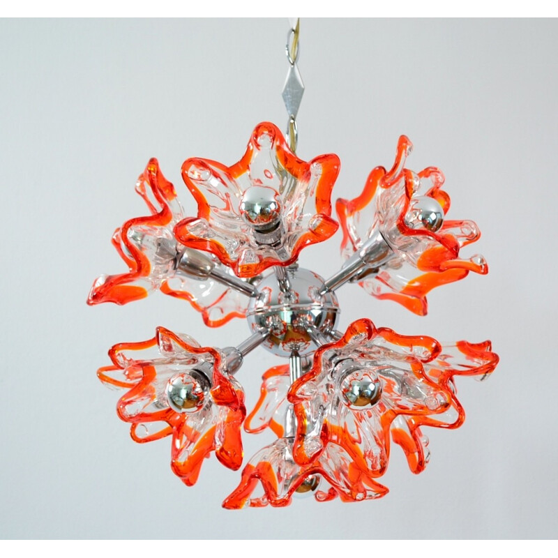 Mazzega "Flower Sputnik" chandelier in Murano glass - 1970s