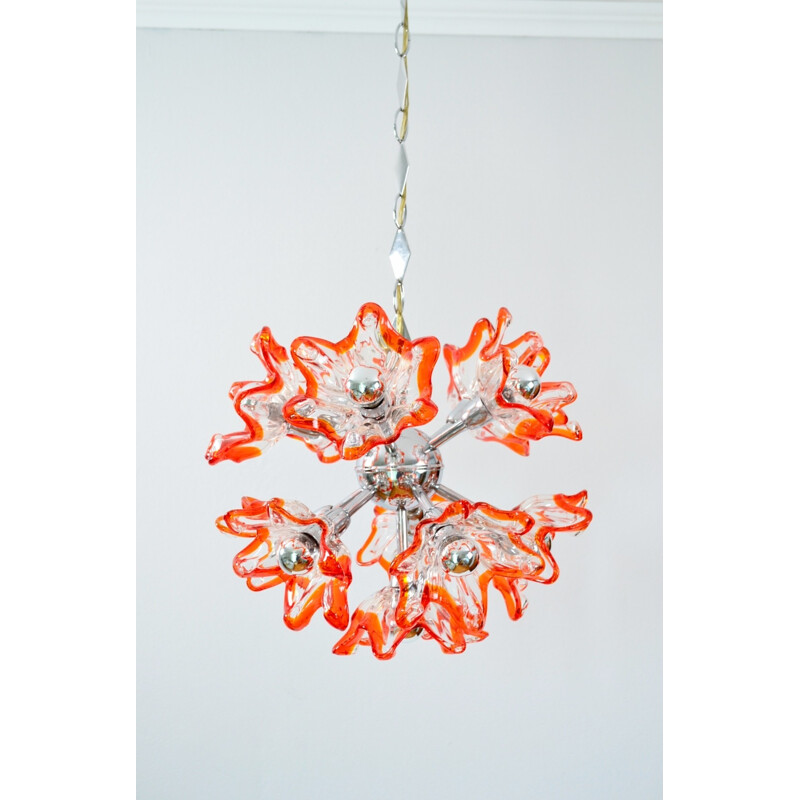 Mazzega "Flower Sputnik" chandelier in Murano glass - 1970s