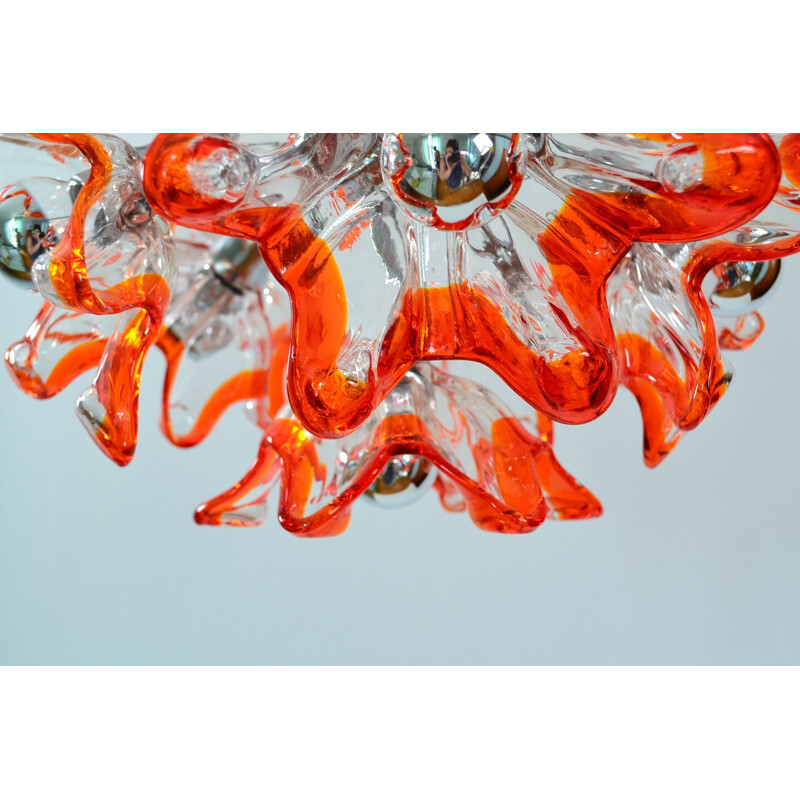 Mazzega "Flower Sputnik" chandelier in Murano glass - 1970s