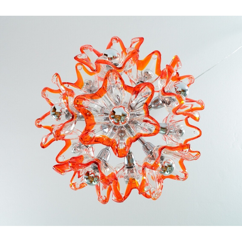 Lustre "Flower Sputnik" Mazzega en verre de Murano - 1970