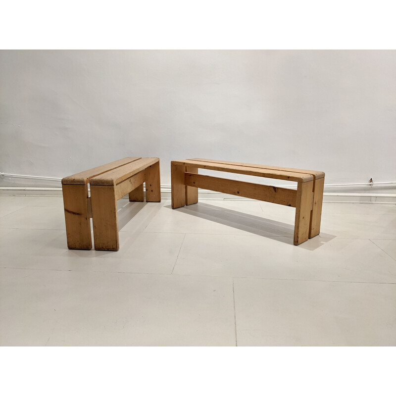 Pair of vintage benches for Les Arcs