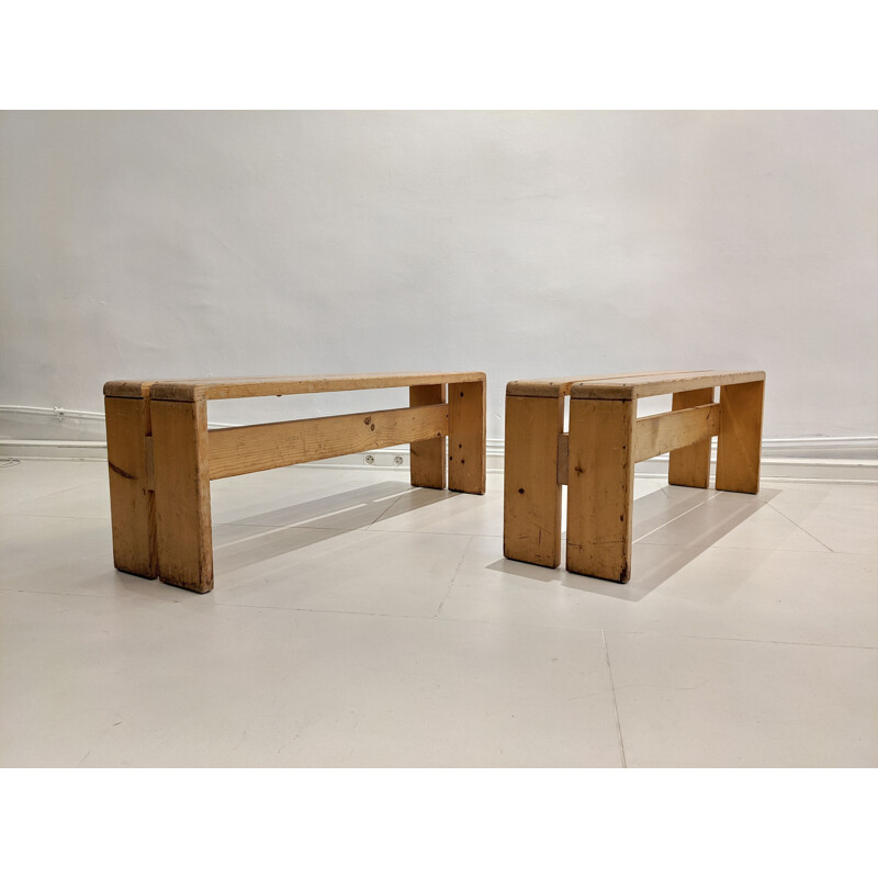 Pair of vintage benches for Les Arcs