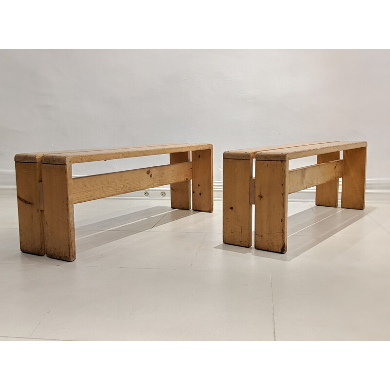 Pair of vintage benches for Les Arcs
