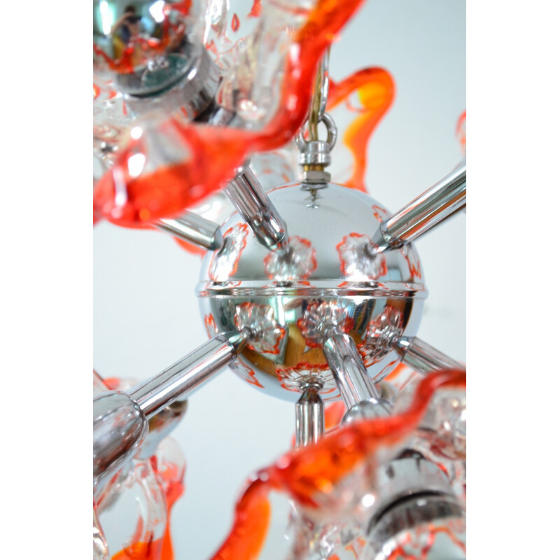 Mazzega "Flower Sputnik" chandelier in Murano glass - 1970s