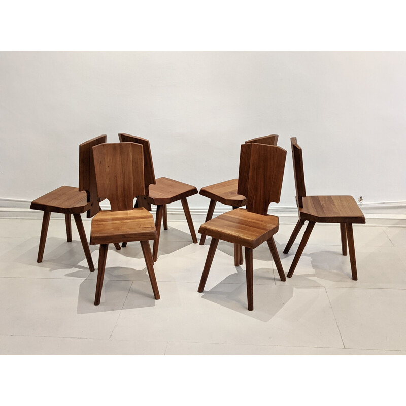 Lot de 6 chaises vintage de Pierre Chapo