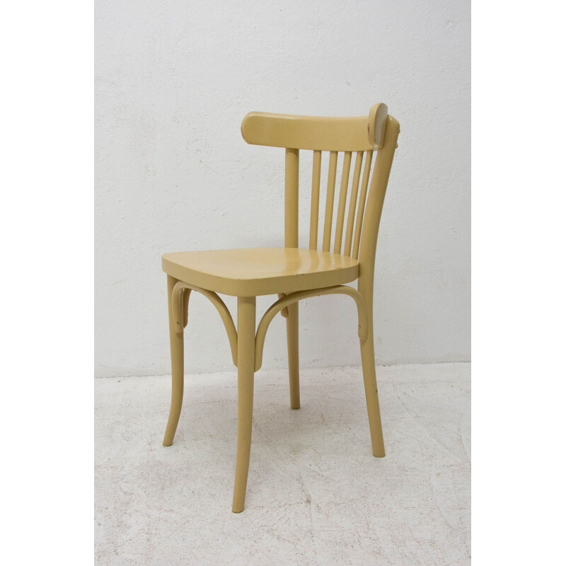 Vintage curved beech chair by Thonet 1950