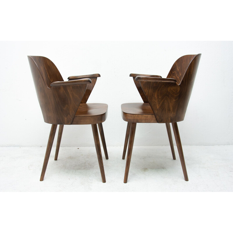 Pair of vintage curved plywood armchairs by Oswald Haerdtl for Ton 1960