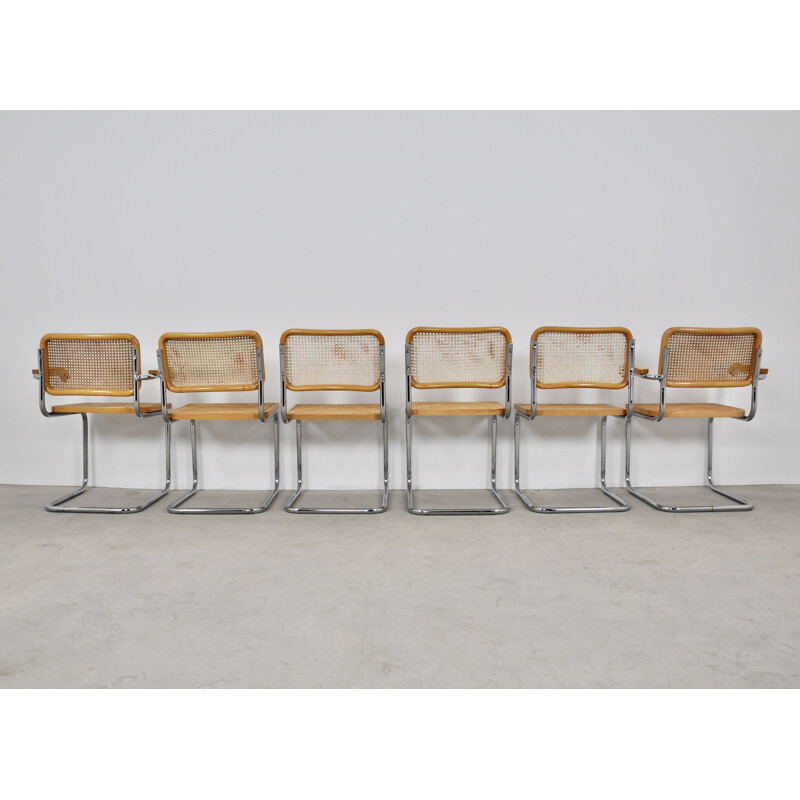 Lot de 6 chaises vintage B32 par Marcel Breuer