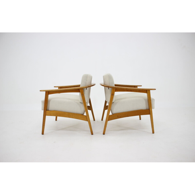 Pair of vintage Oak Armchairs, Czechoslovakia 1960s