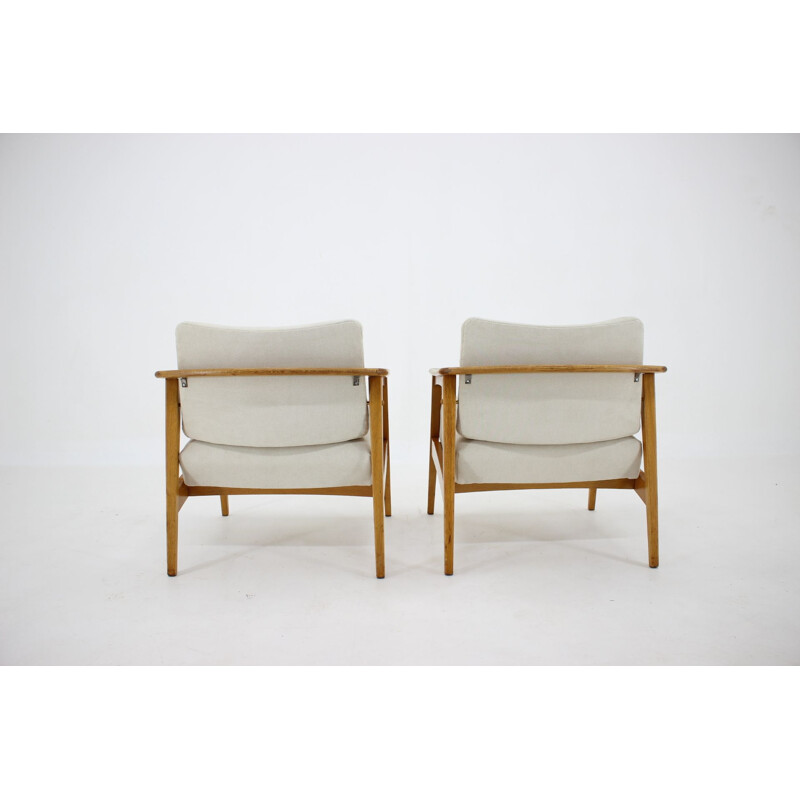 Pair of vintage Oak Armchairs, Czechoslovakia 1960s