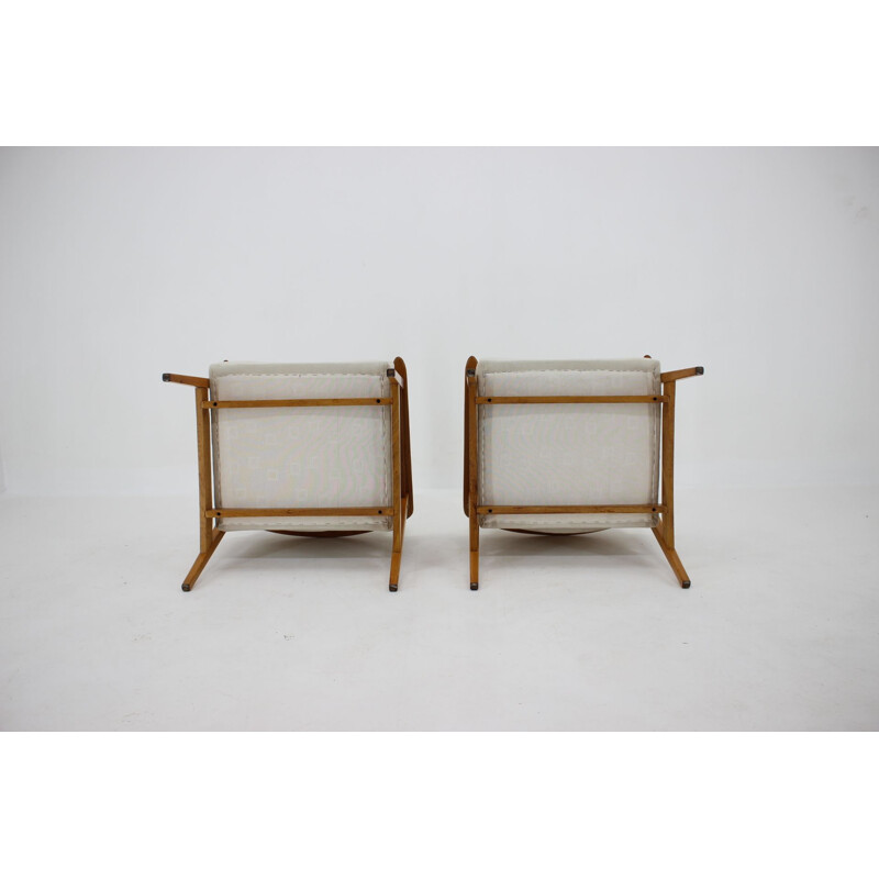 Pair of vintage Oak Armchairs, Czechoslovakia 1960s