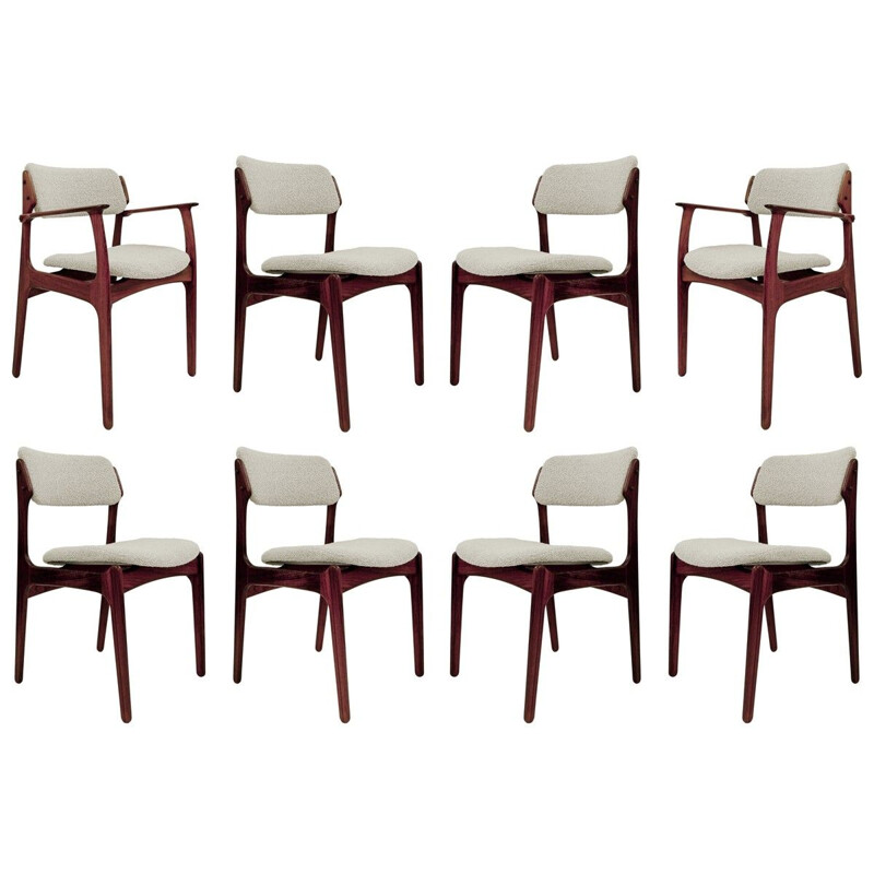 Set Of 4 vintage Chairs & 2 Armchairs By Erik Buch, Danish 1960s