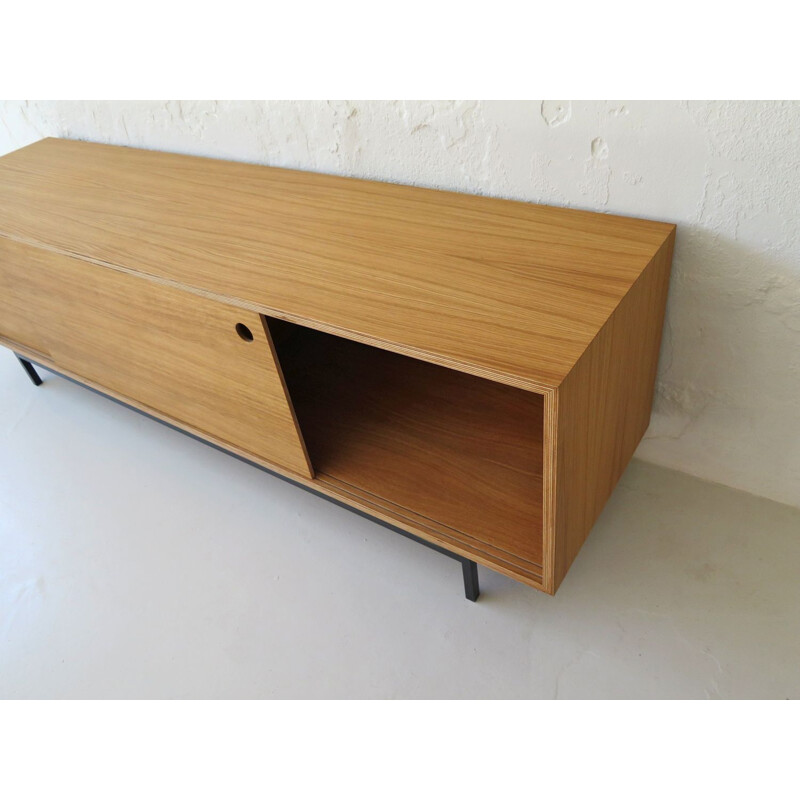 Vintage Low sideboard with sliding doors, 1980s