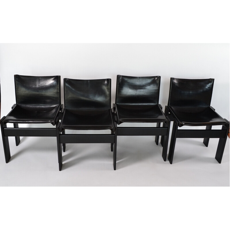 Set of 4 Molteni "Monk" chairs, Afra & Tobia SCARPA - 1970s