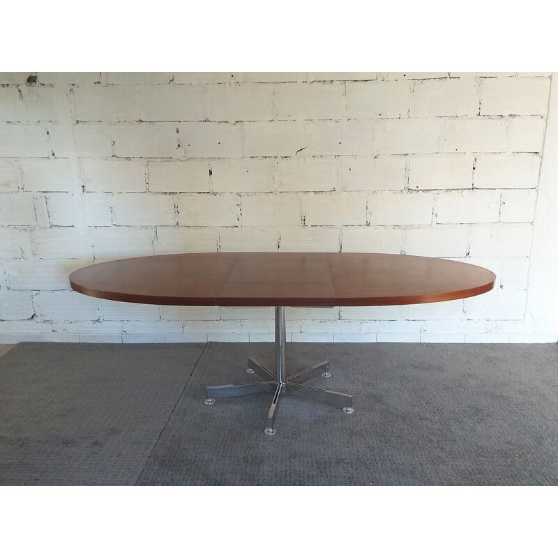 Vintage oval teak table by Georges Frydman from EFA 1960