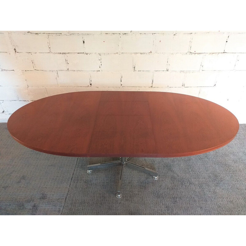 Vintage oval teak table by Georges Frydman from EFA 1960