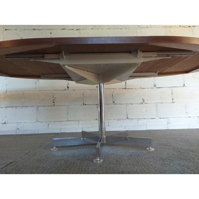 Vintage oval teak table by Georges Frydman from EFA 1960