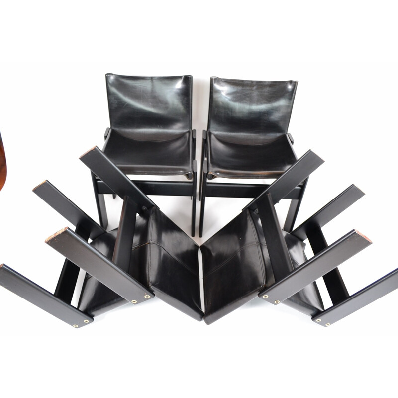 Set of 4 Molteni "Monk" chairs, Afra & Tobia SCARPA - 1970s