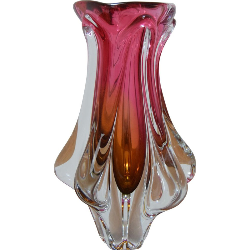 Vintage Art Glass vase by Josef Hospodka For Chribska Glassworks 1960s