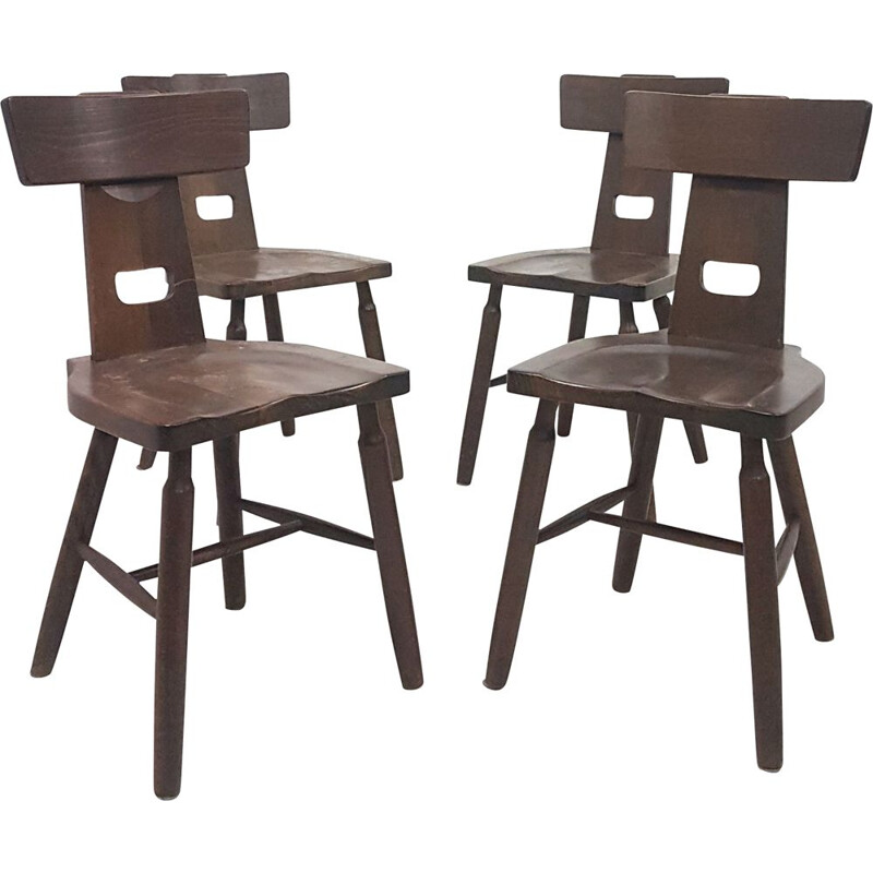 Set of 4 vintage brutalist dining chairs