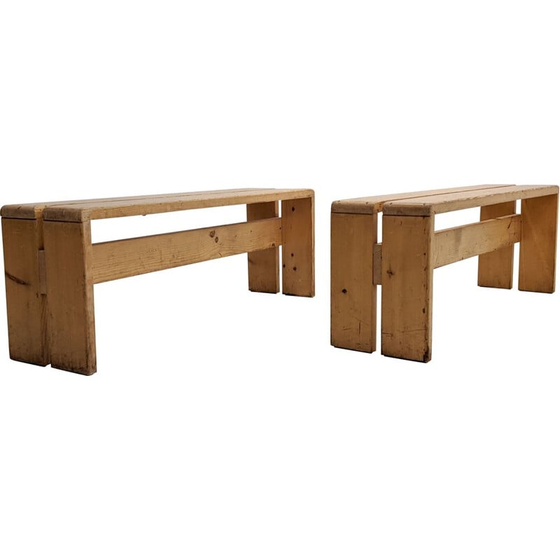 Pair of vintage benches for Les Arcs