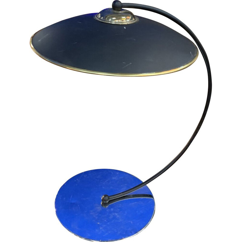 Vintage black lacquered metal lamp Delmas
