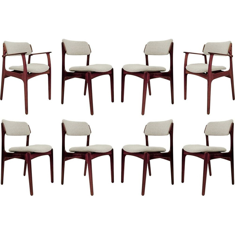 Set Of 8 vintage Chairs & 2 Armchairs By Erik Buch, Danish 1960s